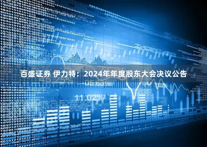 百盛证券 伊力特：2024年年度股东大会决议公告